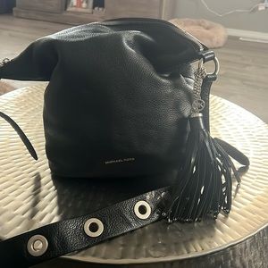 Michael kors grommet & tassel leather hobo shoulder bag